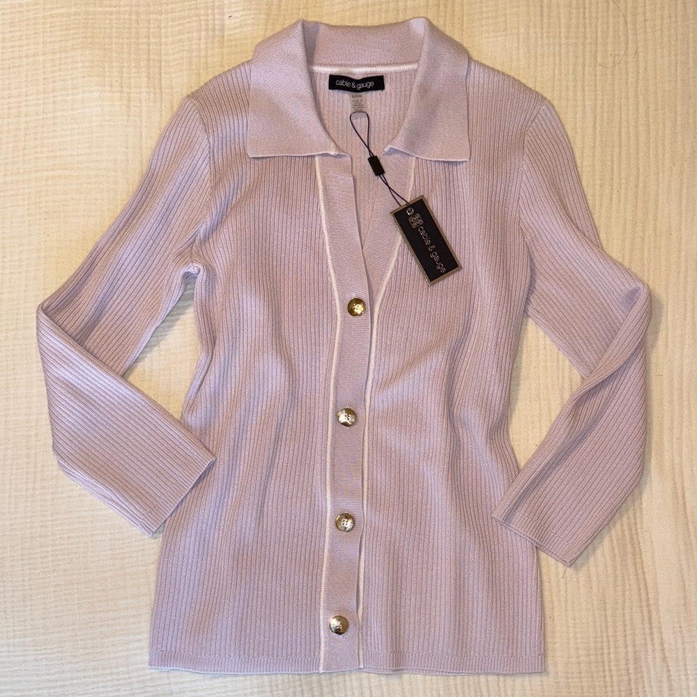 Cable & Gauge Lavender Ribbed Sweater